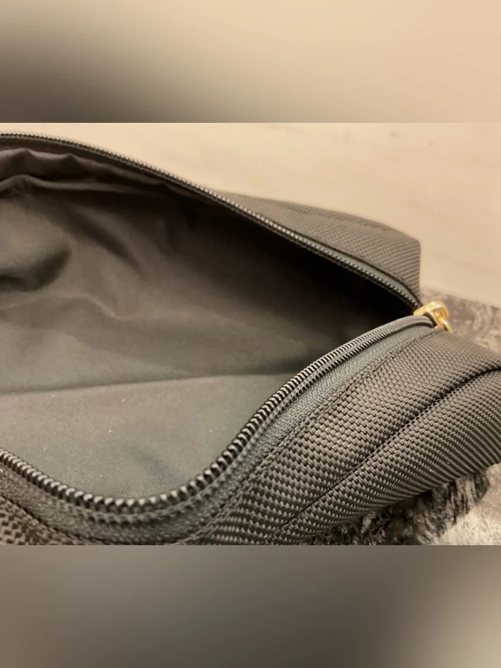 NEW - TUMI Zippered Pencil Case - Cord Pouch - Ballistic Nylon - BLACK w/ GOLD